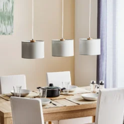 Lámpara colgante Corralee, gris, 3 luces