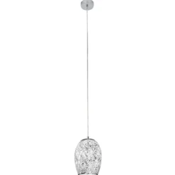 Lámpara colgante Crackle cromo-blanco