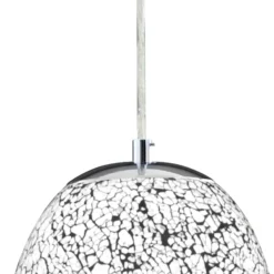 Lámpara colgante Crackle cromo-blanco