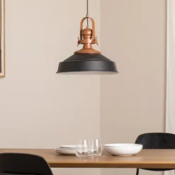 Lámpara colgante Craft, negra, metal, Ø 41 cm, E27