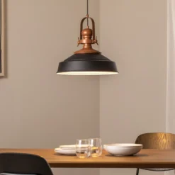 Lámpara colgante Craft, negra, metal, Ø 41 cm, E27