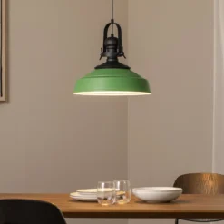 Lámpara colgante Craft, verde, metal, Ø 41 cm, E27