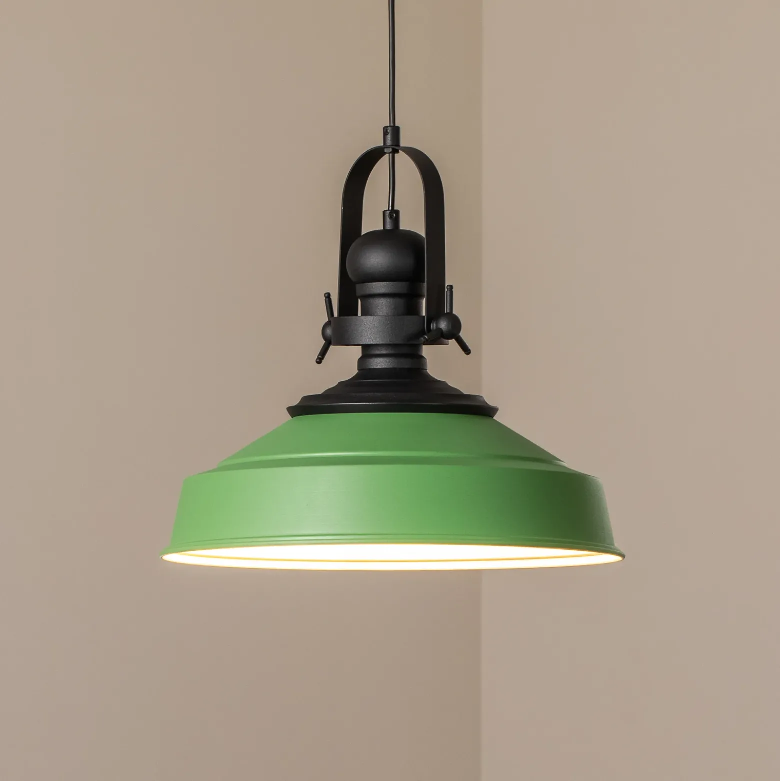 Lámpara colgante Craft, verde, metal, Ø 41 cm, E27