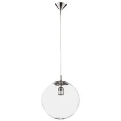 Lámpara colgante 562, cristal transparente, capuchón/dosel cromado