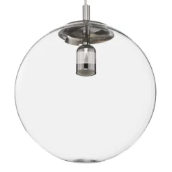 Lámpara colgante 562, cristal transparente, capuchón/dosel cromado
