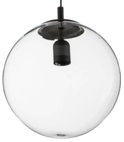 Lámpara colgante 562, cristal transparente, capuchón/dosel negro