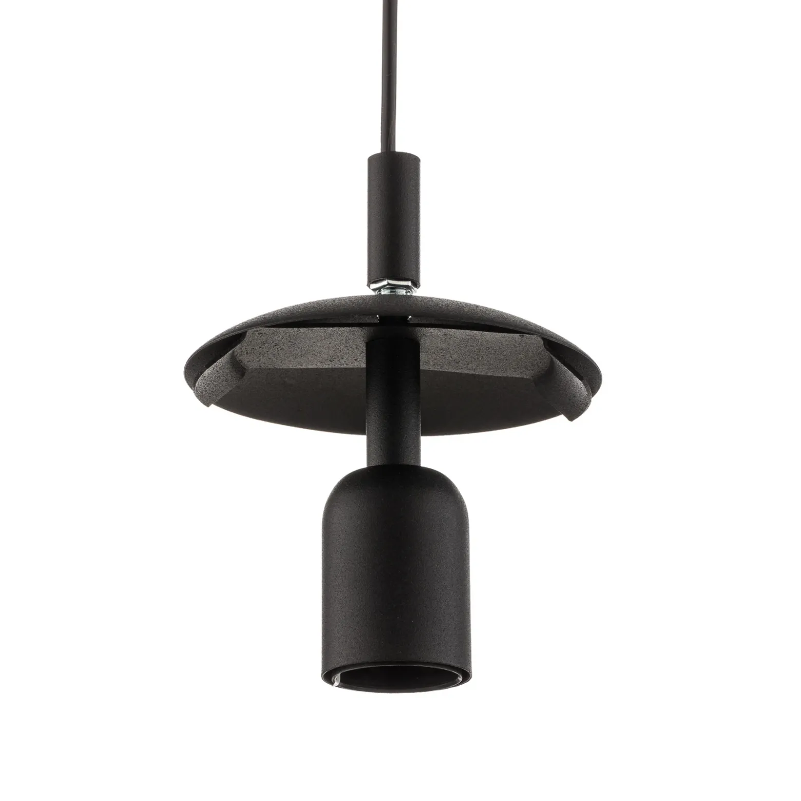 Lámpara colgante 562, cristal transparente, capuchón/dosel negro