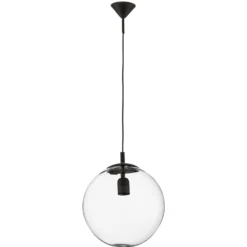 Lámpara colgante 562, cristal transparente, capuchón/dosel negro