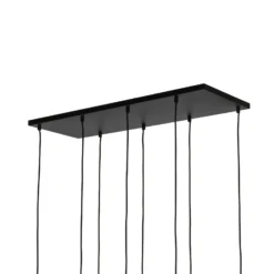 Lámpara colgante Cubus, 95 cm de largo, 8 luces, gris humo, cristal