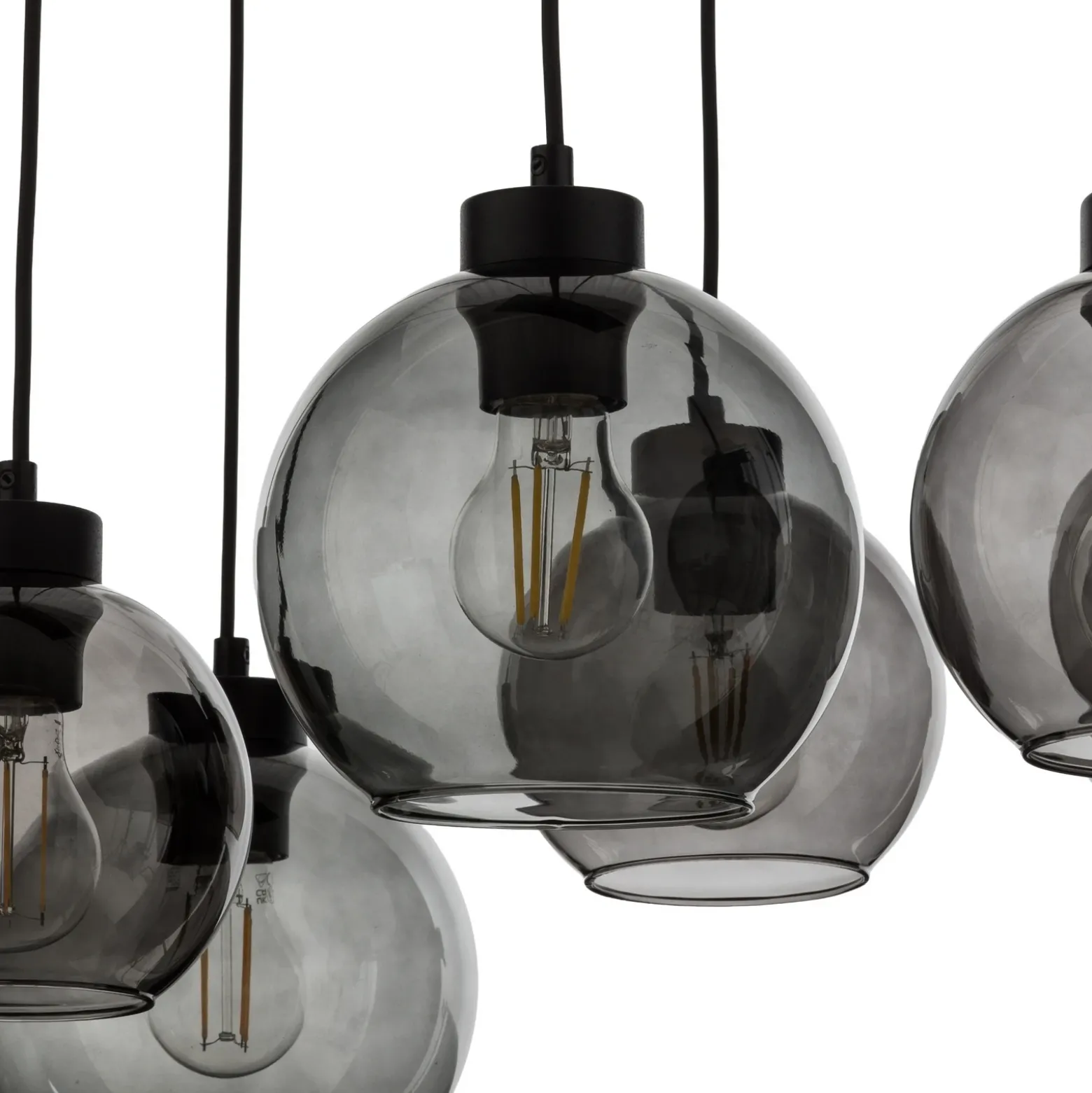 Lámpara colgante Cubus, 95 cm de largo, 8 luces, gris humo, cristal