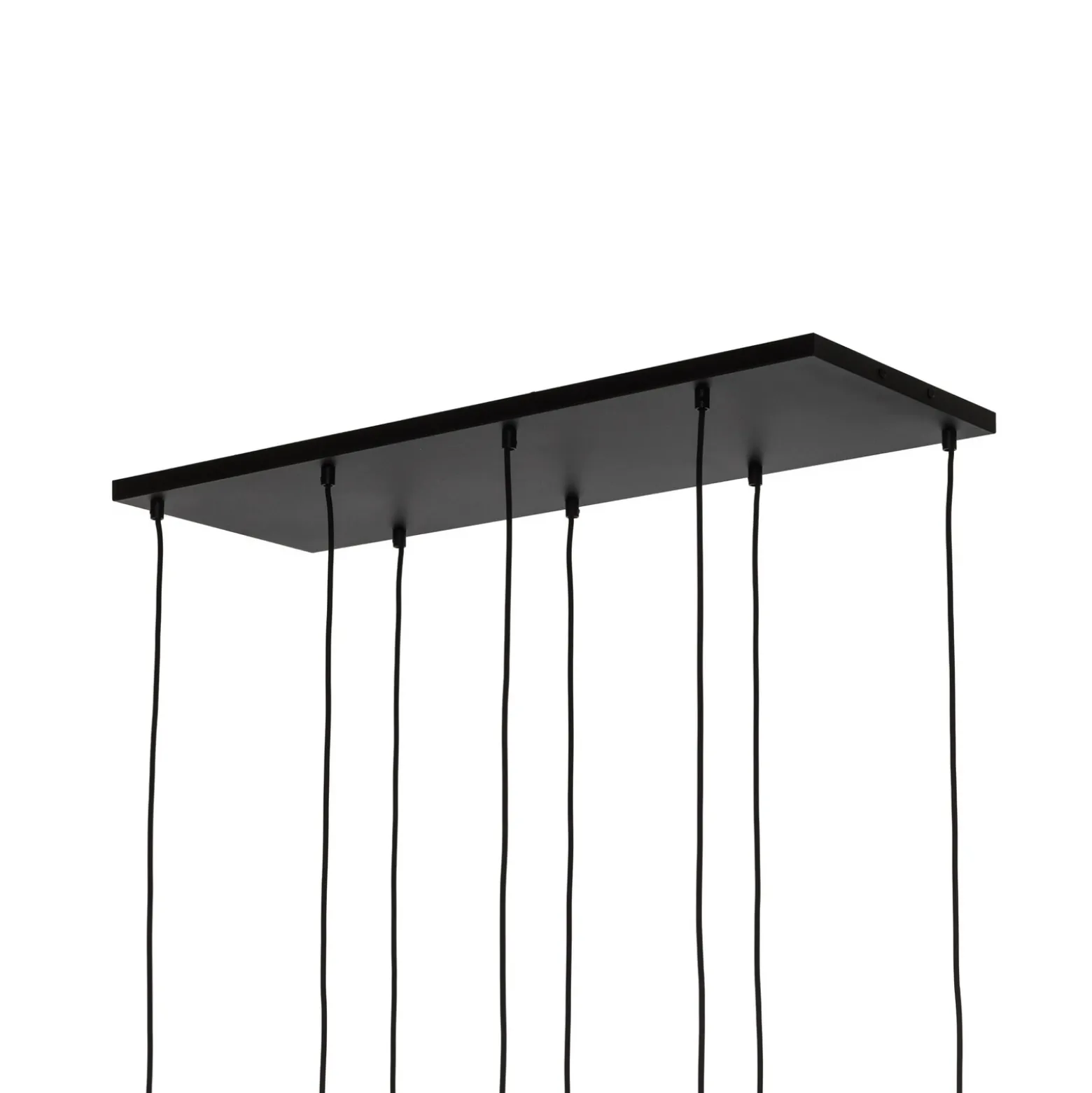 Lámpara colgante Cubus, 95 cm de largo, 8 luces, gris humo, cristal