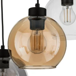 Lámpara colgante Cubus, Ø 50 cm, 3 luces, transparente/marrón miel, cristal