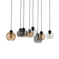 Lámpara colgante Cubus, 68 cm, 8 luces, transparente/miel/marrón, cristal