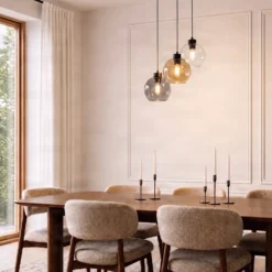 Lámpara colgante Cubus, Ø 50 cm, 3 luces, transparente/marrón miel, cristal