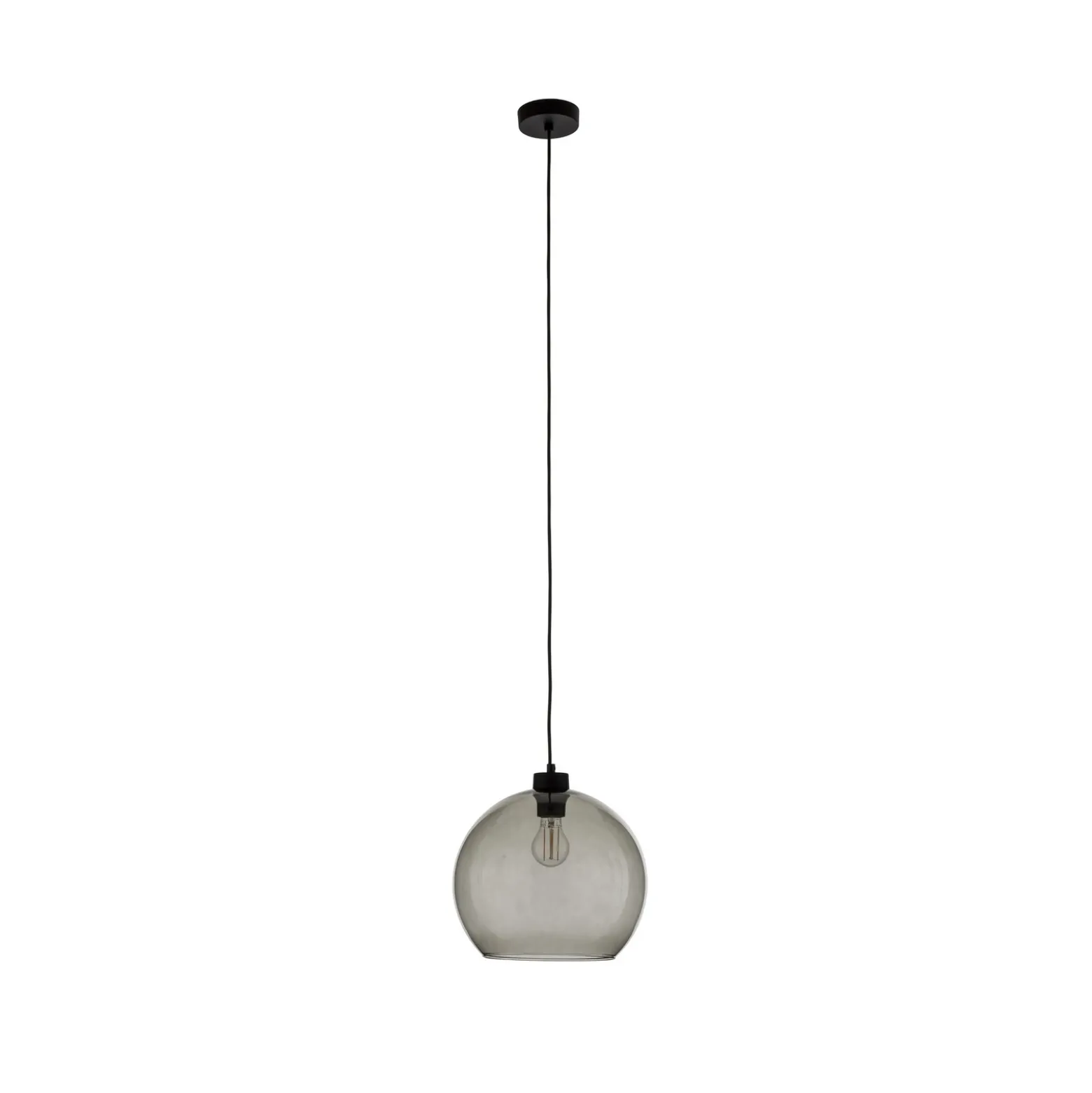 Lámpara colgante Cubus, gris humo, cristal, Ø 30 cm, E27