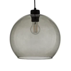 Lámpara colgante Cubus, gris humo, cristal, Ø 30 cm, E27