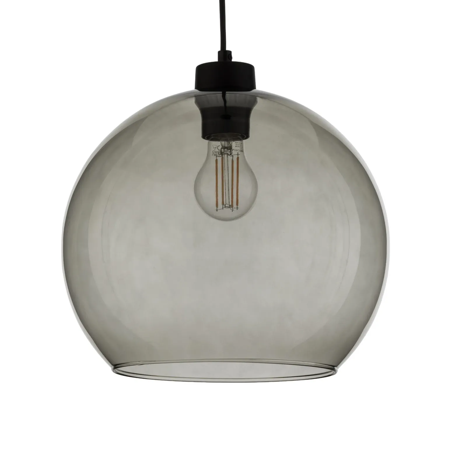 Lámpara colgante Cubus, gris humo, cristal, Ø 30 cm, E27