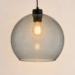 Lámpara colgante Cubus, gris humo, cristal, Ø 30 cm, E27