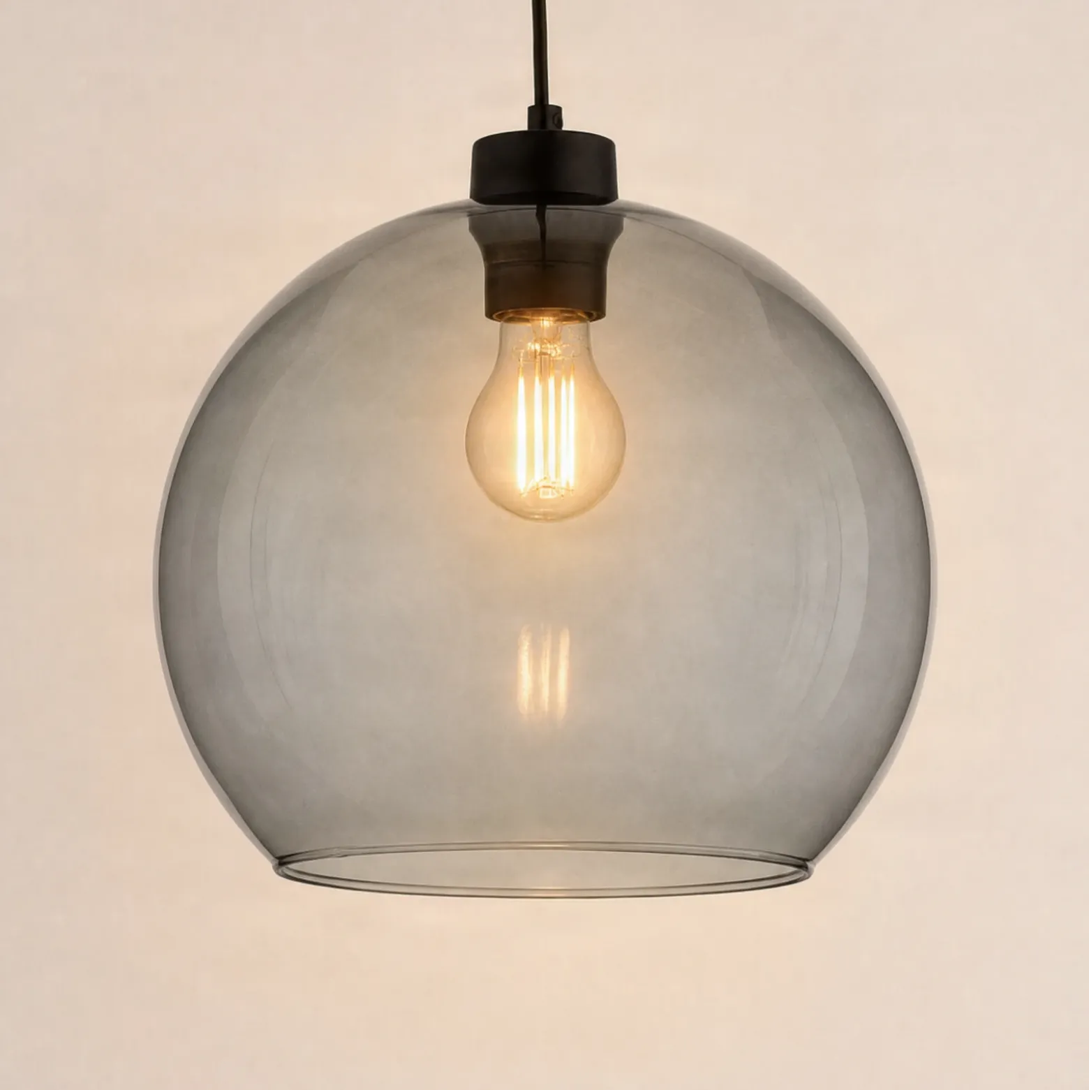 Lámpara colgante Cubus, gris humo, cristal, Ø 30 cm, E27