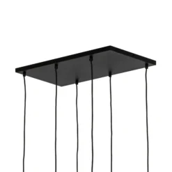 Lámpara colgante Cubus, gris humo, cristal, 74 cm de largo, 6 luces