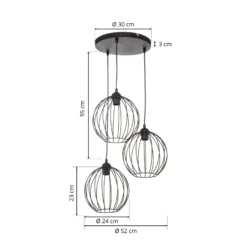 Lámpara colgante Cumera, 3 luces, redonda