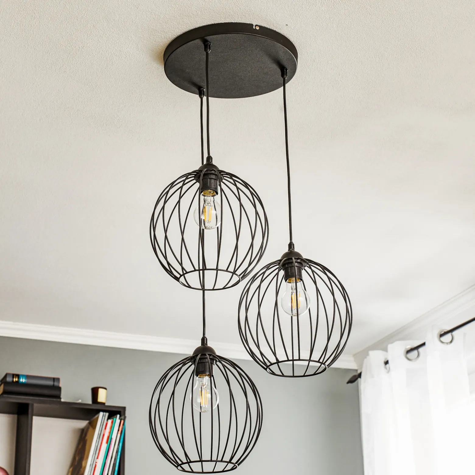 Lámpara colgante Cumera, 3 luces, redonda