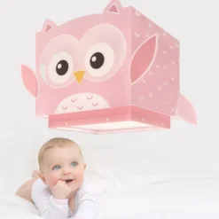 Lámpara colgante Dalber LITTLE OWL, rosa, E27