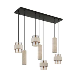 Lámpara colgante Daren, 7 luces, beige/ámbar/negro, E27 + GU10