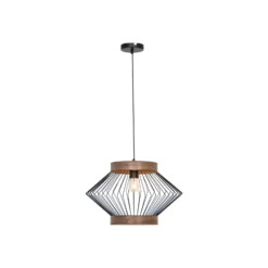 Lámpara colgante Darling de acero y madera angular