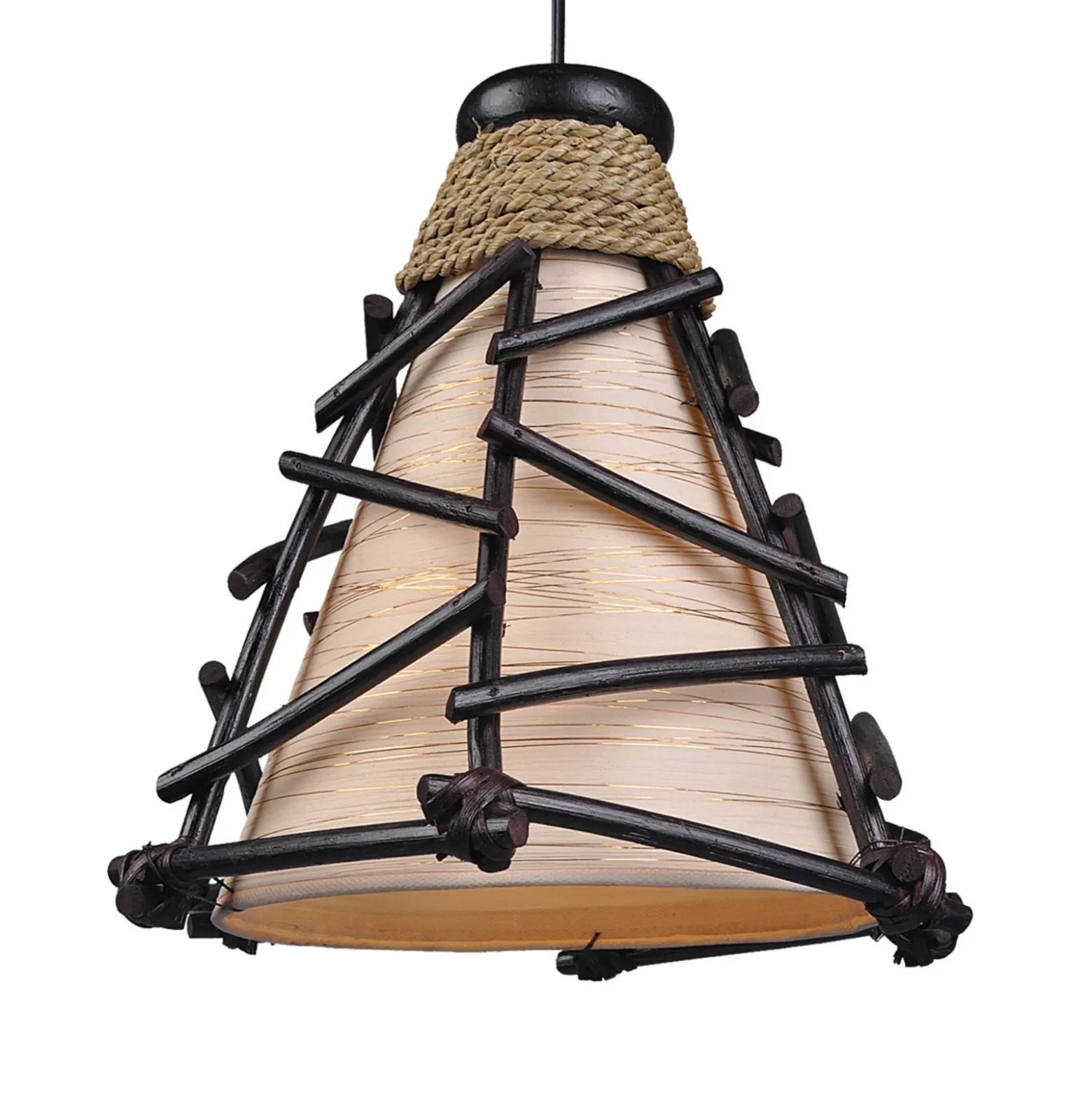 Lámpara colgante decorativa Romy con madera