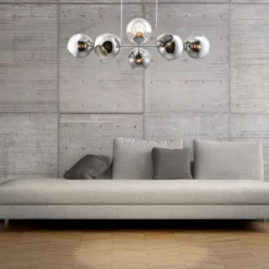 Lámpara colgante de cristal Pilar, 8 luces, gris ahumado