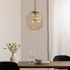 Lámpara colgante de cristal Sol, Ø 35cm, negro/ámbar