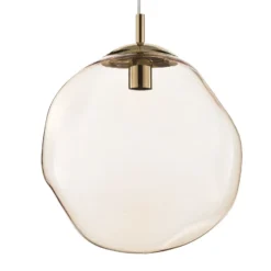Lámpara colgante de cristal Sol, Ø 35cm, negro/ámbar