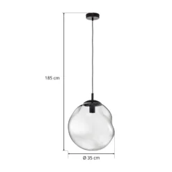 Lámpara colgante de cristal Sol, Ø 35cm, negro/gris humo