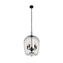 Lámpara colgante de ducha, negra/clara, cristal, E14, Ø 36cm