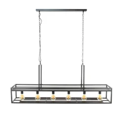 Lámpara colgante Dekorla, 6 luces, color carbón