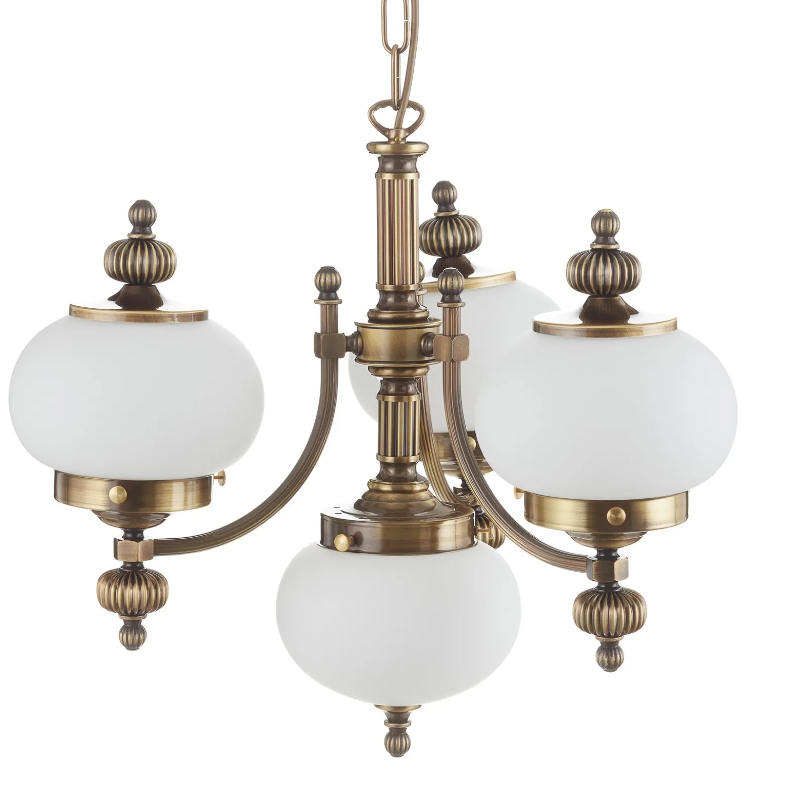 Lámpara colgante Delia, latón envejecido, 4 luces