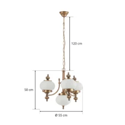 Lámpara colgante Delia, latón envejecido, 4 luces