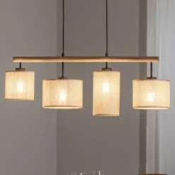 Lámpara colgante Deva Nature, 4 luces, textil