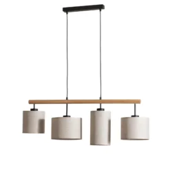 Lámpara colgante Deva Nature, 4 luces, textil