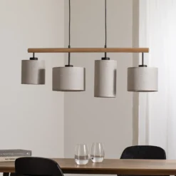 Lámpara colgante Deva Nature, 4 luces, textil