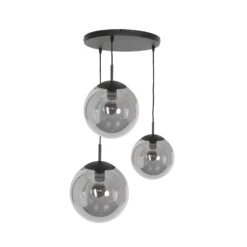 Lámpara colgante de vidrio Bollique negro, 3 luces
