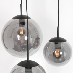 Lámpara colgante de vidrio Bollique negro, 3 luces