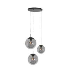 Lámpara colgante de vidrio Bollique negro, 3 luces