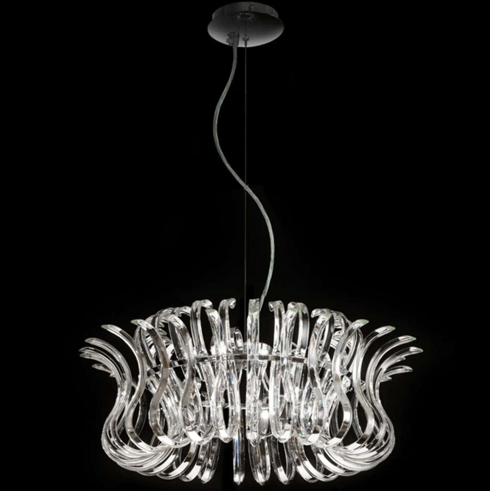 Lámpara colgante de vidrio Wave, 65 cm de diámetro