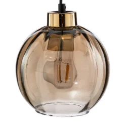 Lámpara colgante Devi, ámbar, 3 luces, lineal