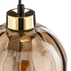Lámpara colgante Devi, ámbar, 3 luces, lineal