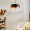 Lámpara colgante Devon, marrón/beige/crudo/dorado Ø45cm