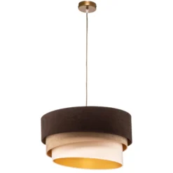 Lámpara colgante Devon, marrón/beige/crudo/dorado Ø45cm