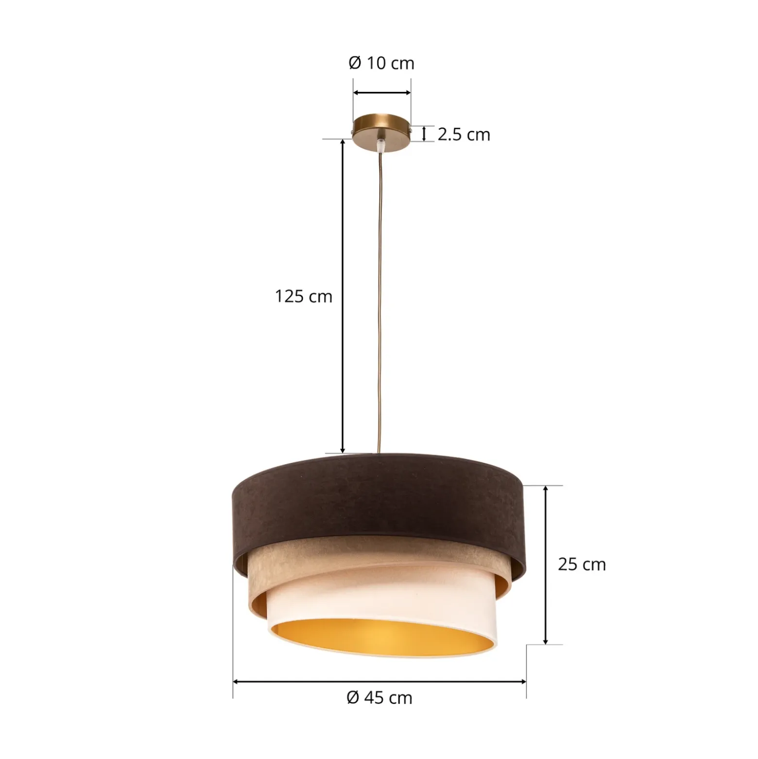 Lámpara colgante Devon, marrón/beige/crudo/dorado Ø45cm